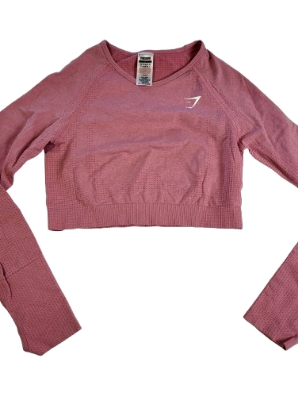 Gymshark Vital 2.0 Seamless Crop Top Long‎ Sleeve Pink Workout Gym Women's L